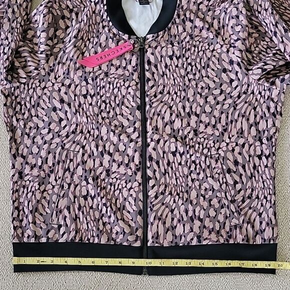 Skechers Cheetah Animal Print Pink Black Lightweight Jacket - Size Large - Picture 14 of 16